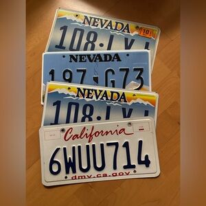 Unregistered license plates CA & NV